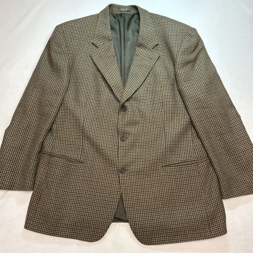 Maranzone Uomo Blazer Men US 48R Wool Plaid Lined Ventless lining flaw
